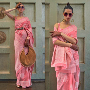 Pink Lucknowi & Sequins Embroidered Art Silk Saree