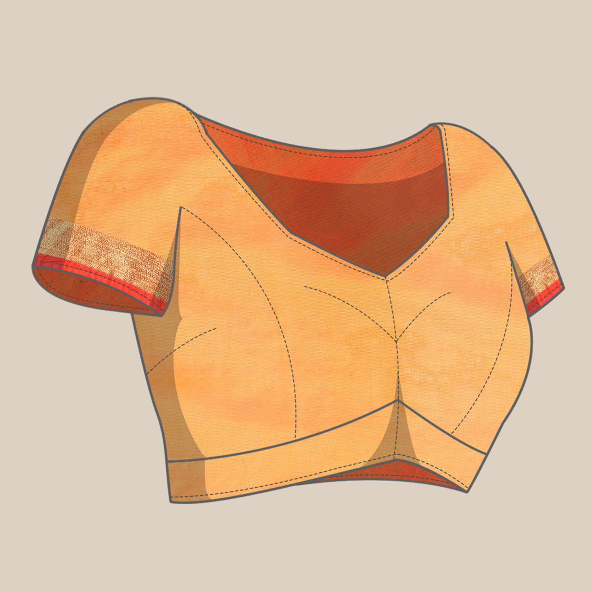 Orange Woven Cotton Silk Saree
