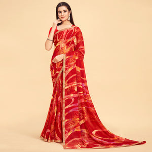 Red And Rama Green Printed Art Silk Saree Pack Of 2