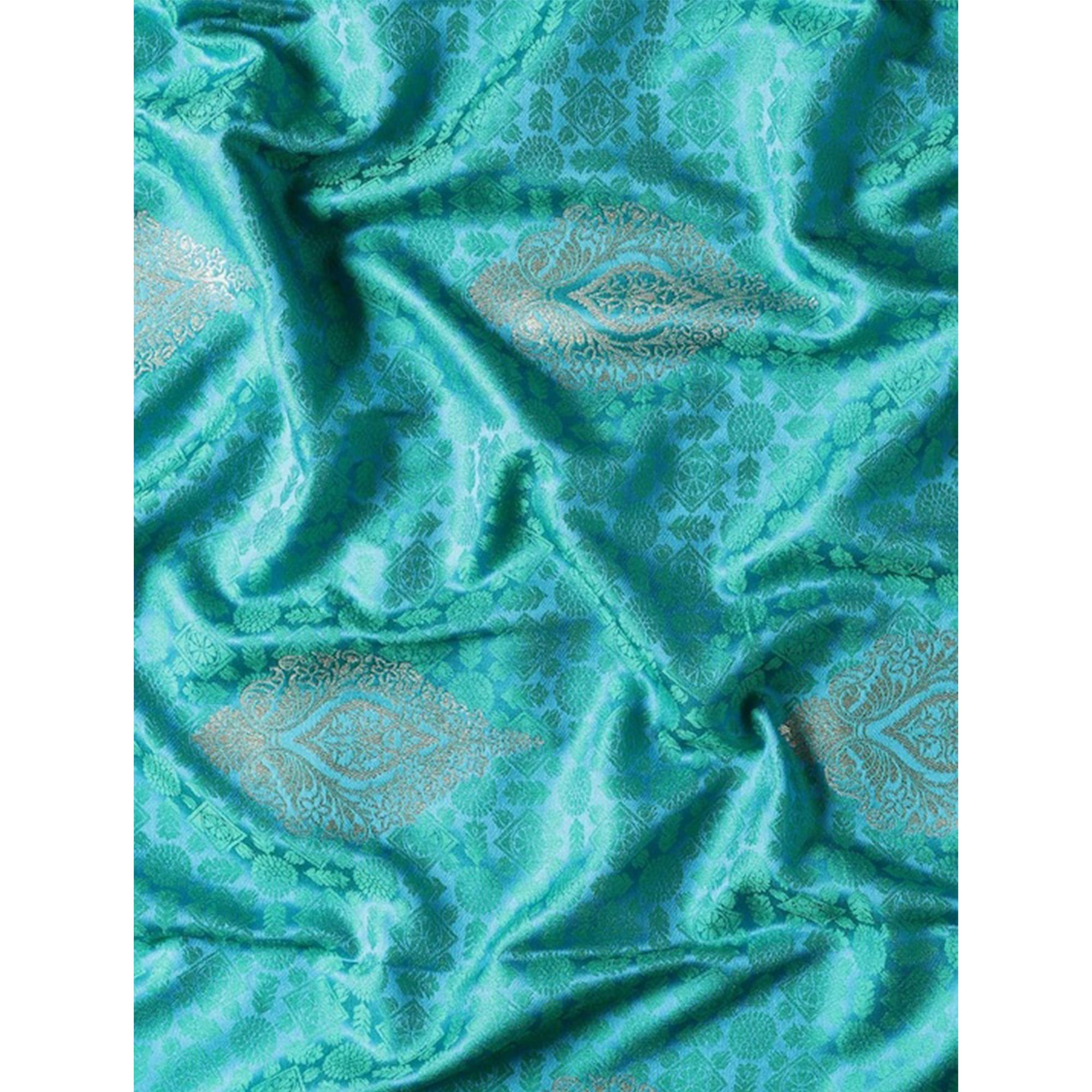 Rama Blue Woven Kanjivaram Silk Saree WithTassels