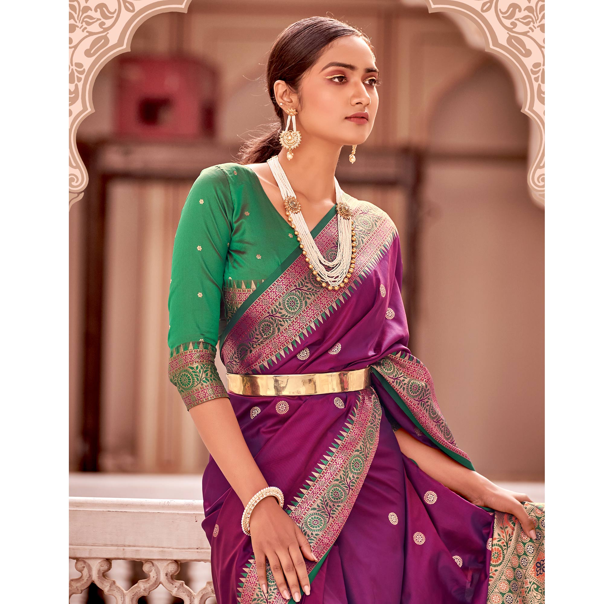 Purple Woven Banarasi Silk Saree