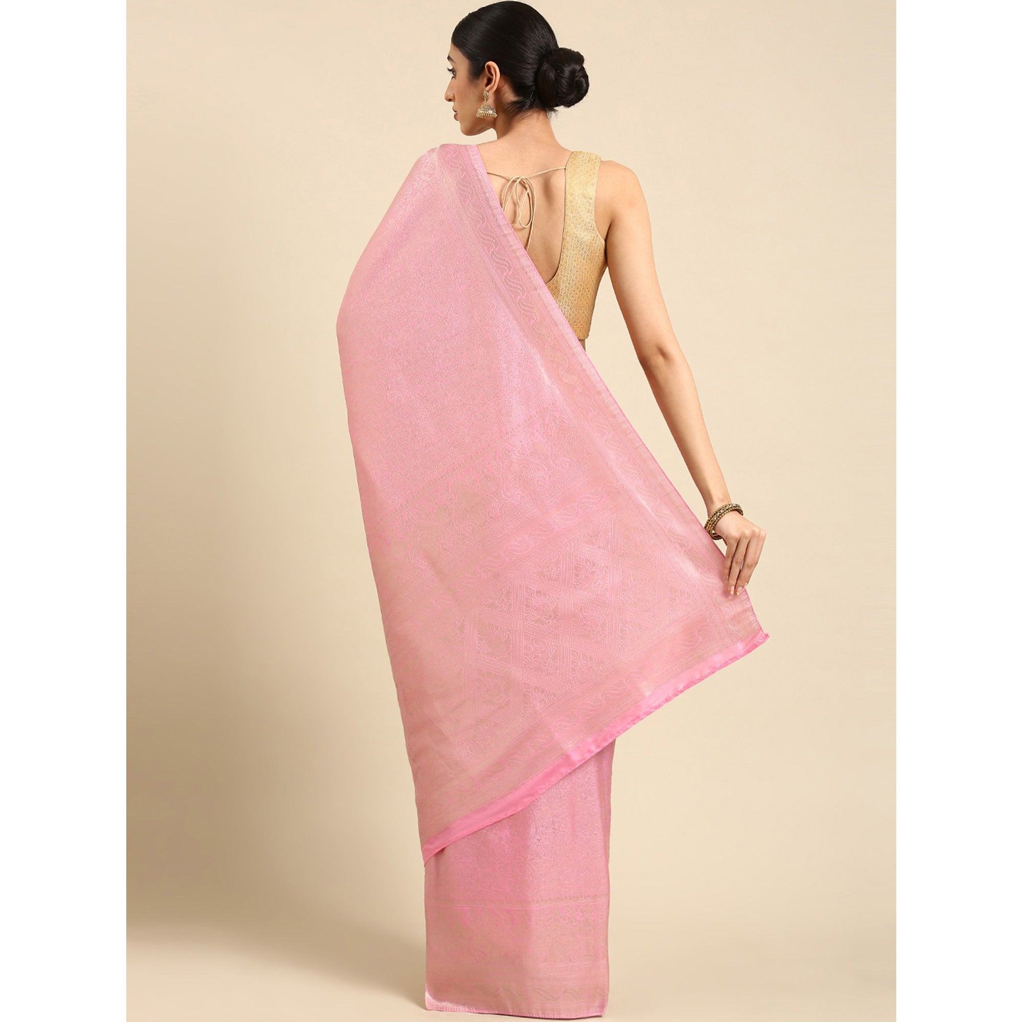 Pink Woven Kanjivaram Silk Saree