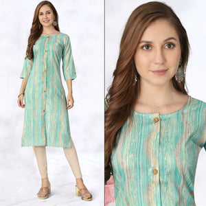 Blue Foil Printed Rayon Kurti
