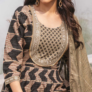 Black Foil Printed Rayon Naira Cut Suit