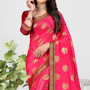 Pink Foil Printed Chiffon Saree