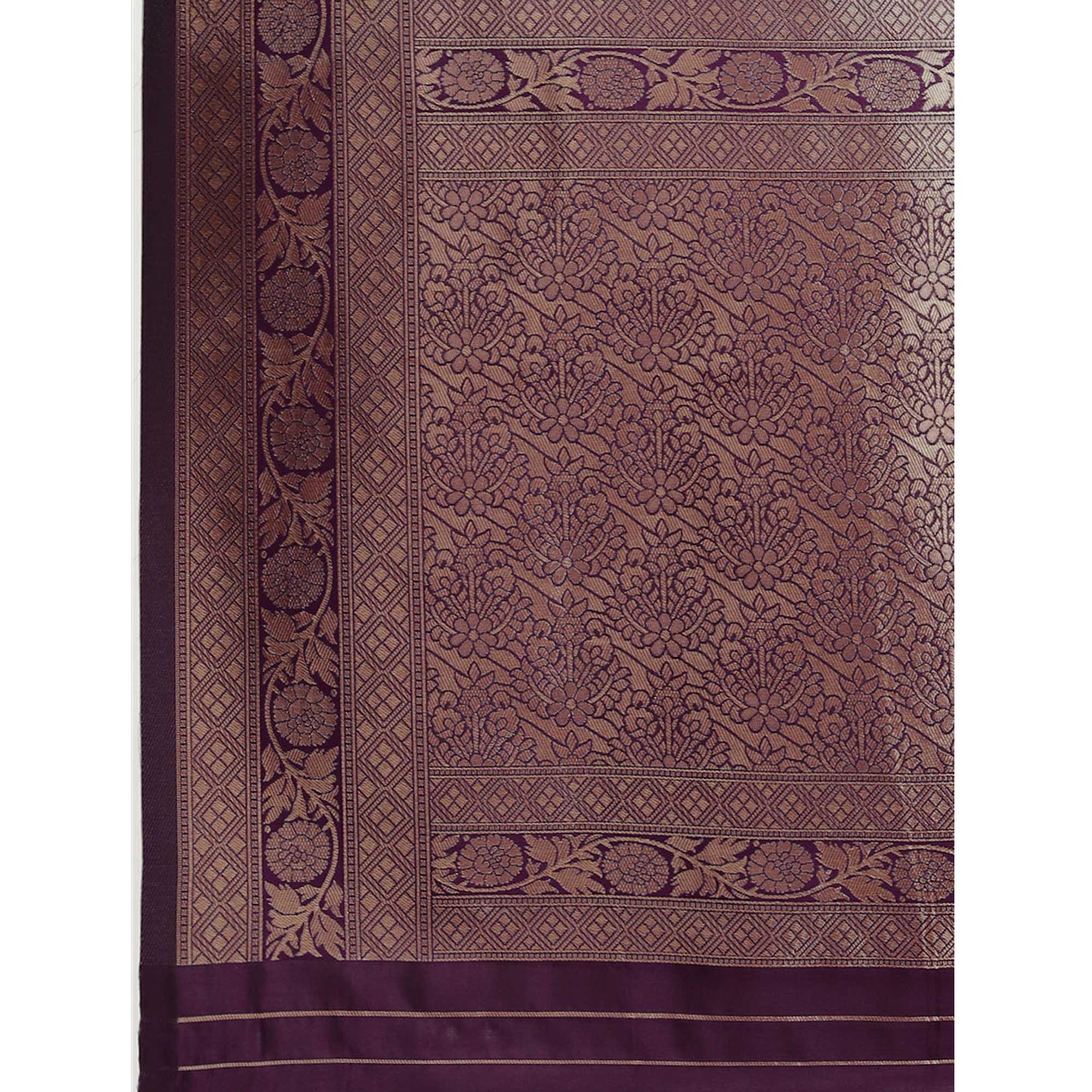 Purple Woven Banarasi Silk Saree