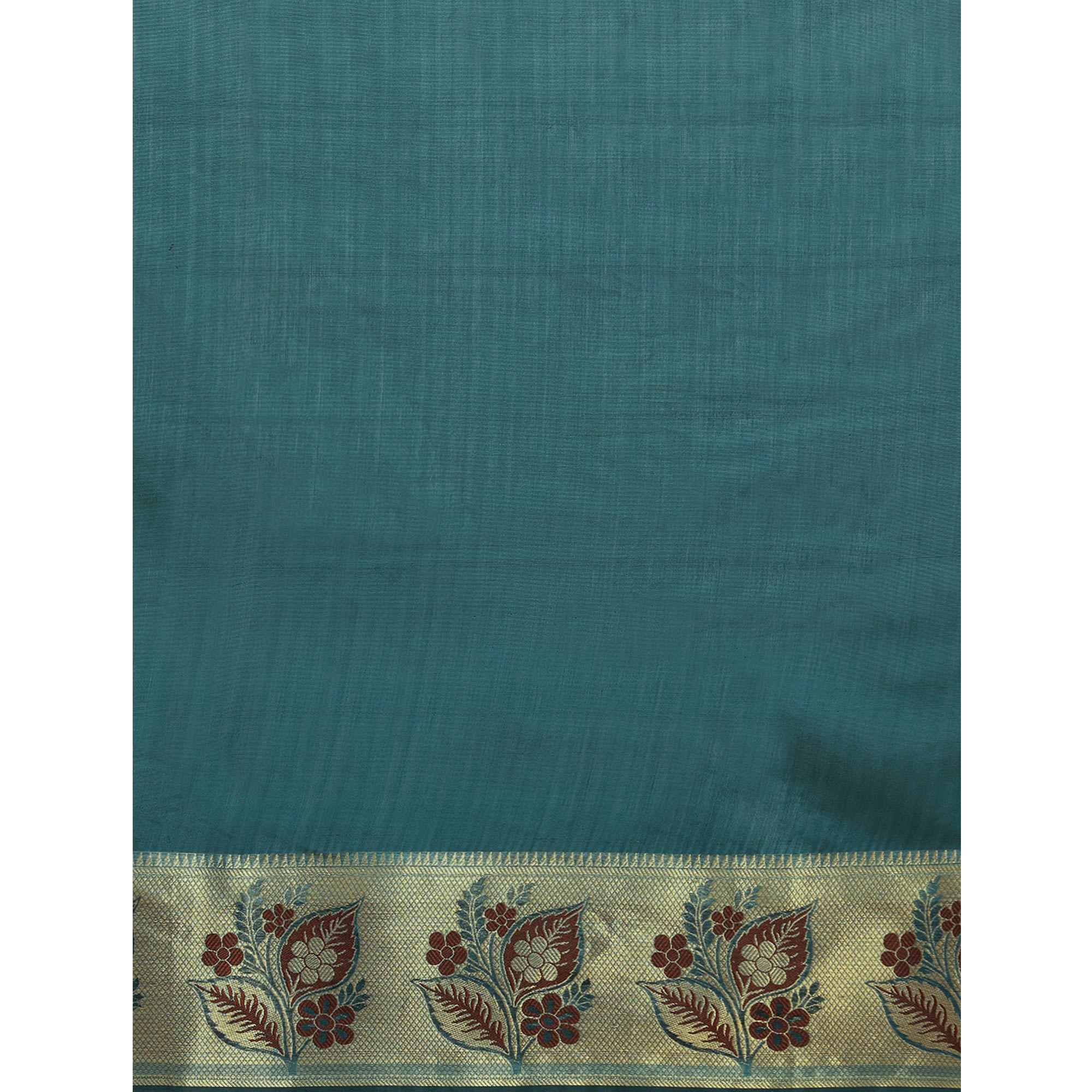 Petrol Blue Woven Cotton Silk Saree