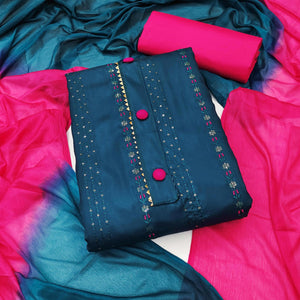 Morpich Sequins Embroidered Raw Silk Dress Material