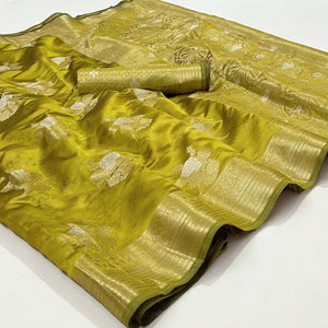 Mehendi Green Woven Organza Saree