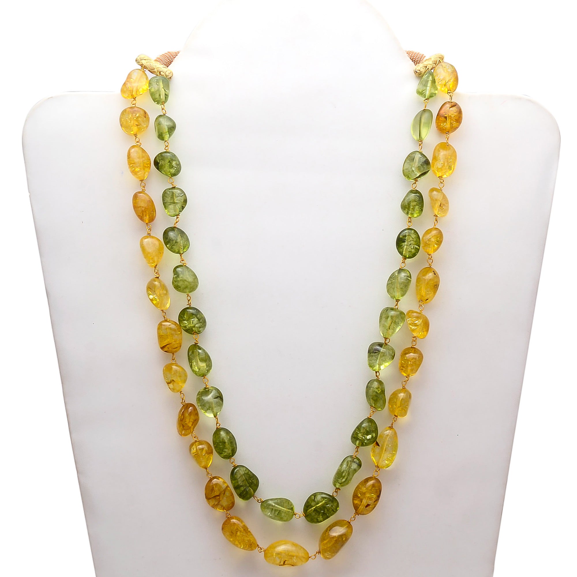Yellow And Green Un-Shaped Stones Mala