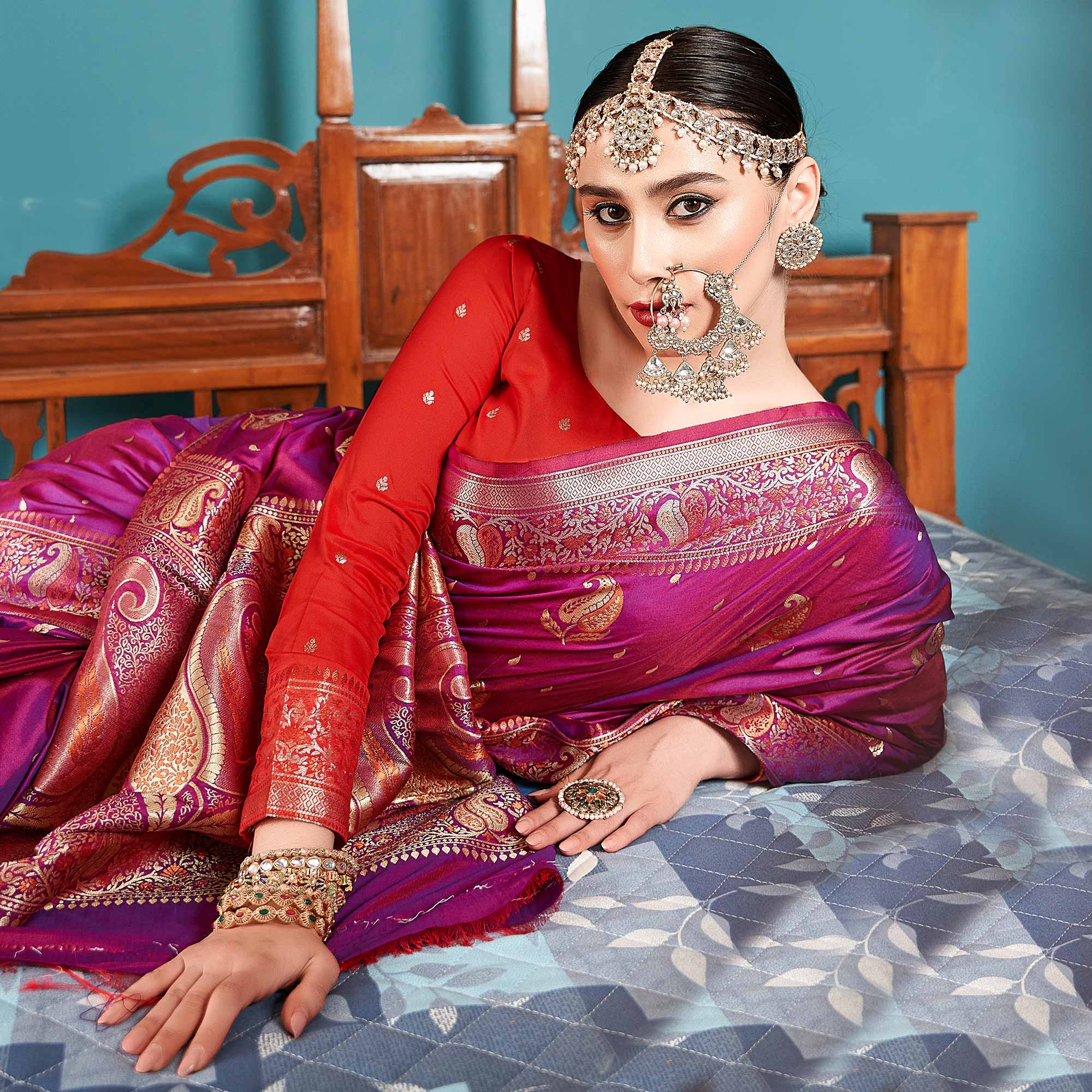 Purple Woven Banarasi Silk Saree