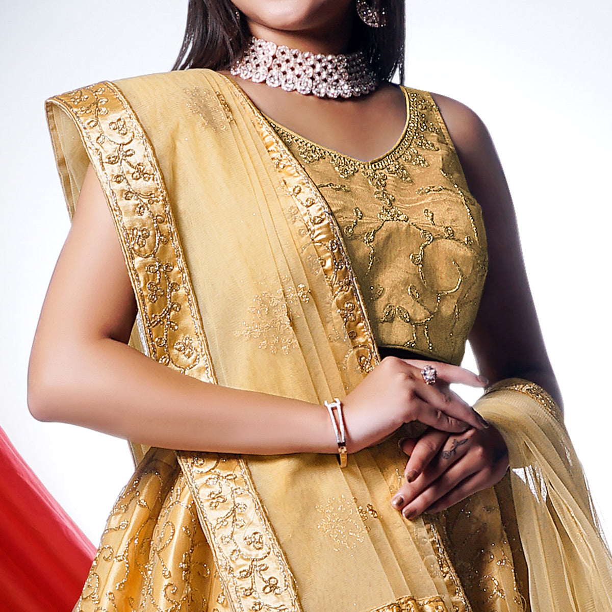 Chikoo Floral Embroidered Net Lehenga Choli