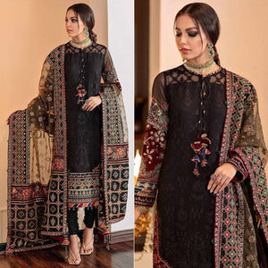 Black Sequins Embroidered Georgette Pakistani Suit