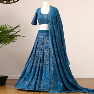 Morpich Sequins Embroidered Georgette Lehenga Choli