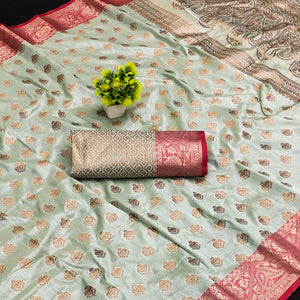 Sea Green Woven Kanjivaram Silk Saree