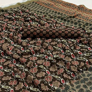 Brown Floral Digital Printed Georgette Saree