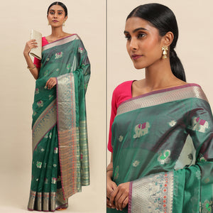 Rama Woven Organza Saree
