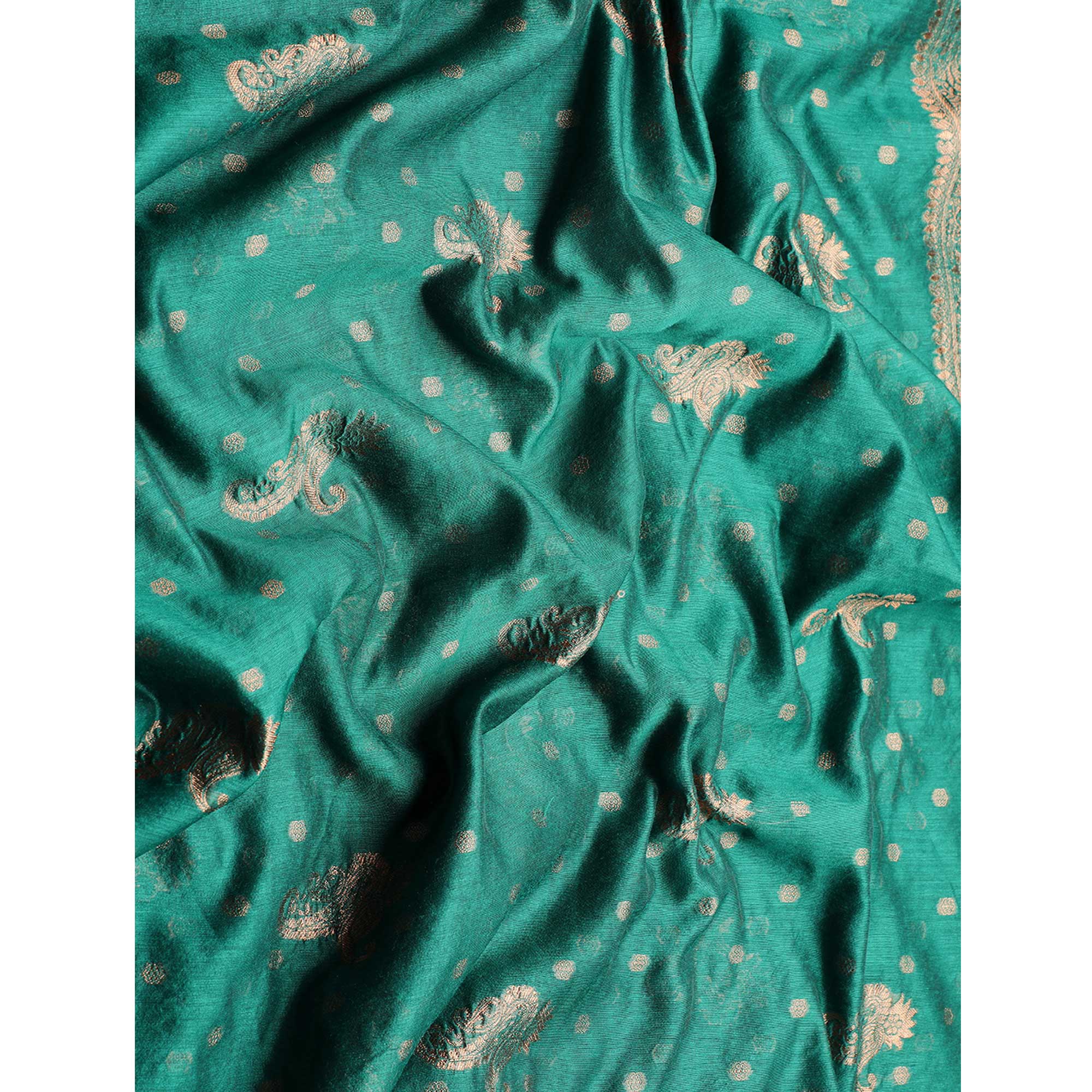 Turquoise Green Woven Organza Saree