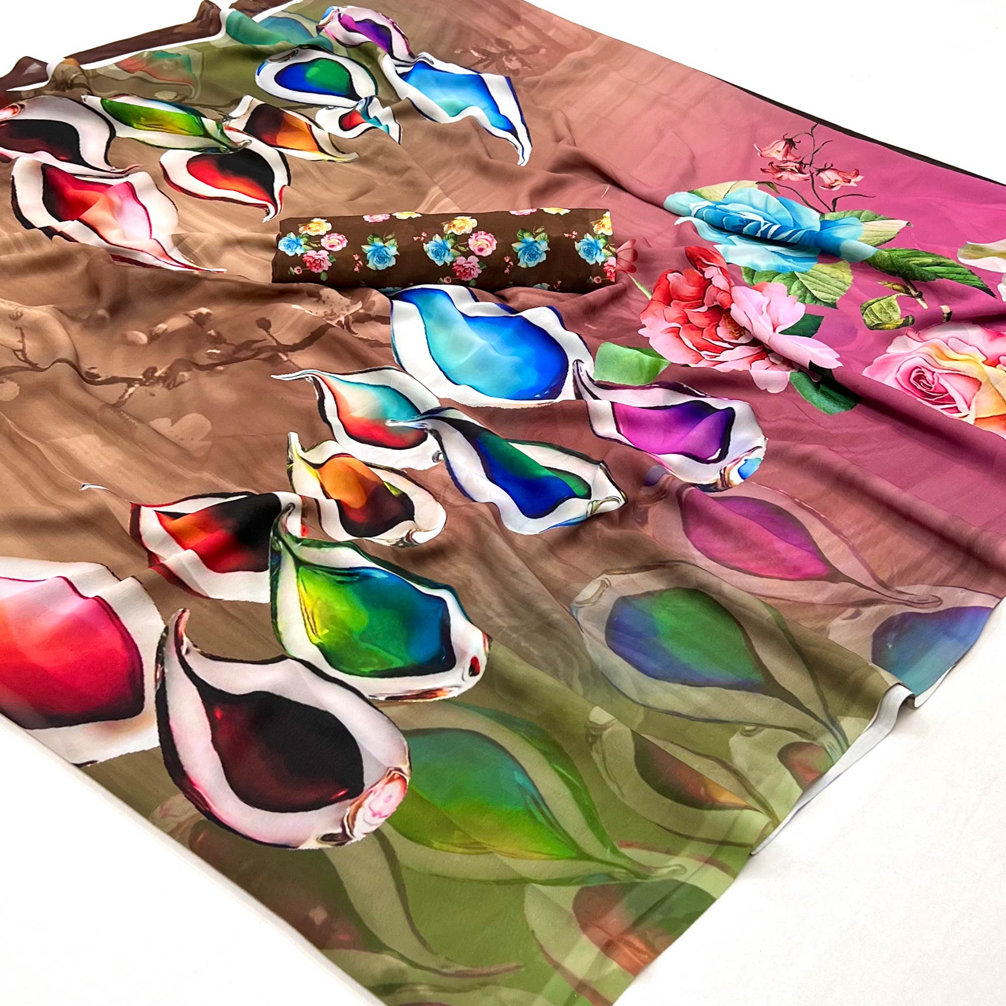 Multicolor Digital Printed Georgette Saree