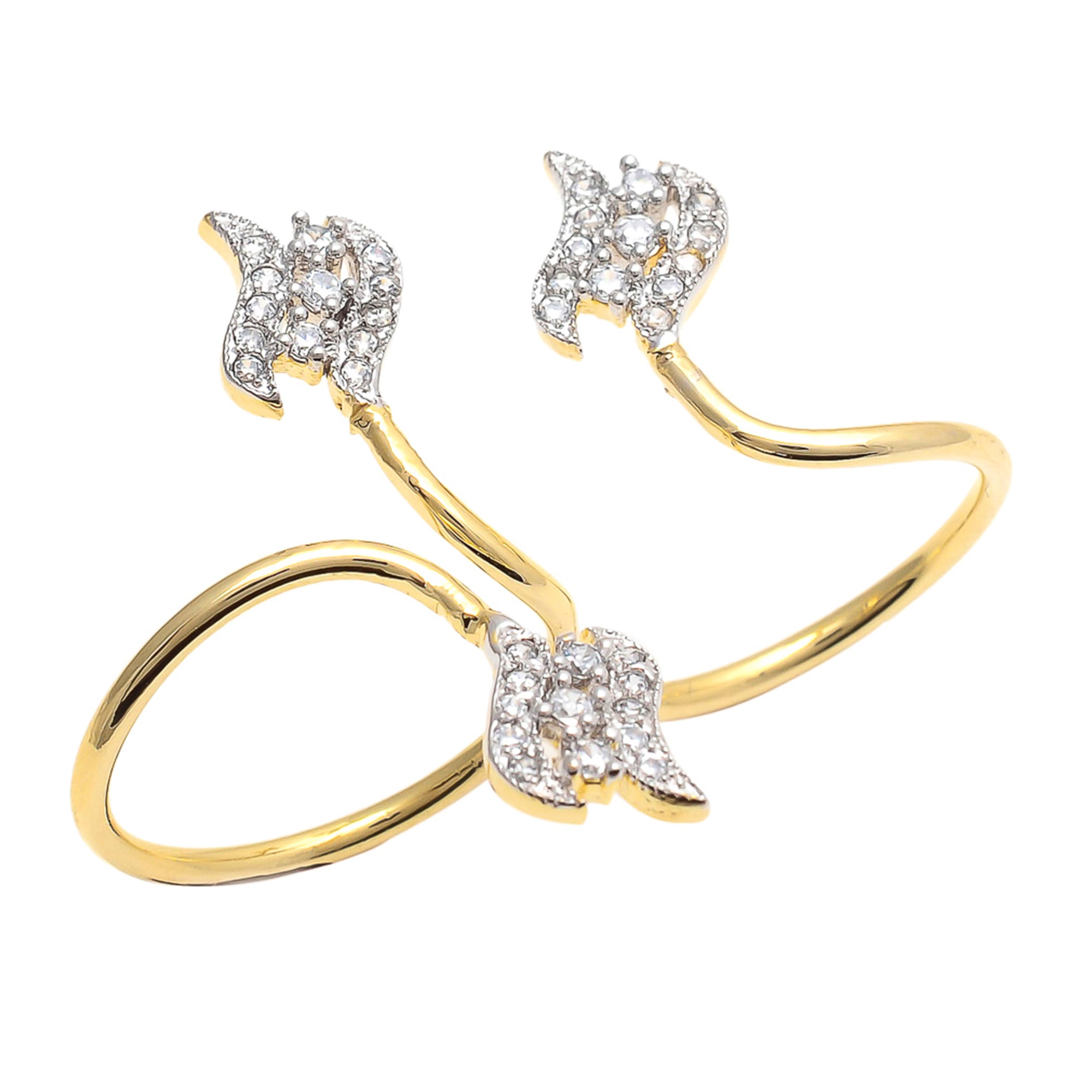 Gold Polish Double Finger Adjustable Ring