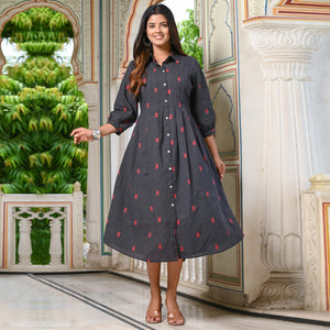 Black Printed Pure Cotton Dress