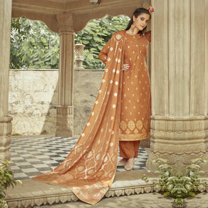 Brown Woven Viscose Kurti With Dupatta