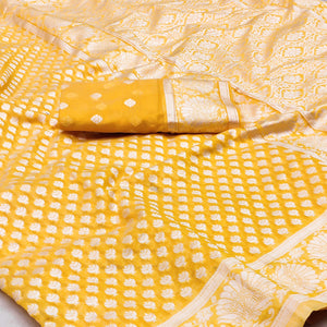Yellow Woven Cotton Silk Saree