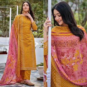 Mustard Bandhani Printed Pure Cotton Salwar Suit