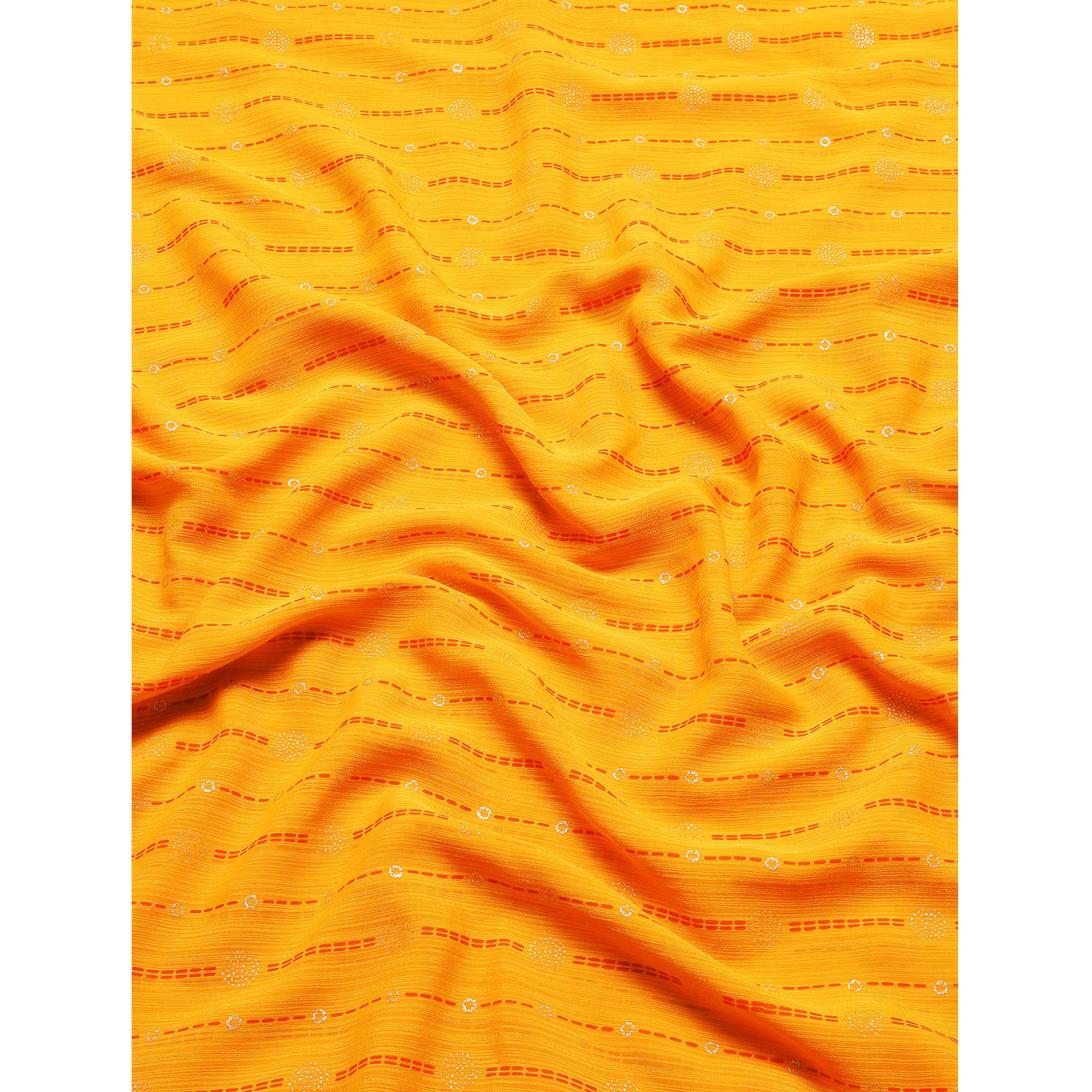 Yellow Foil Printed Zomato Saree