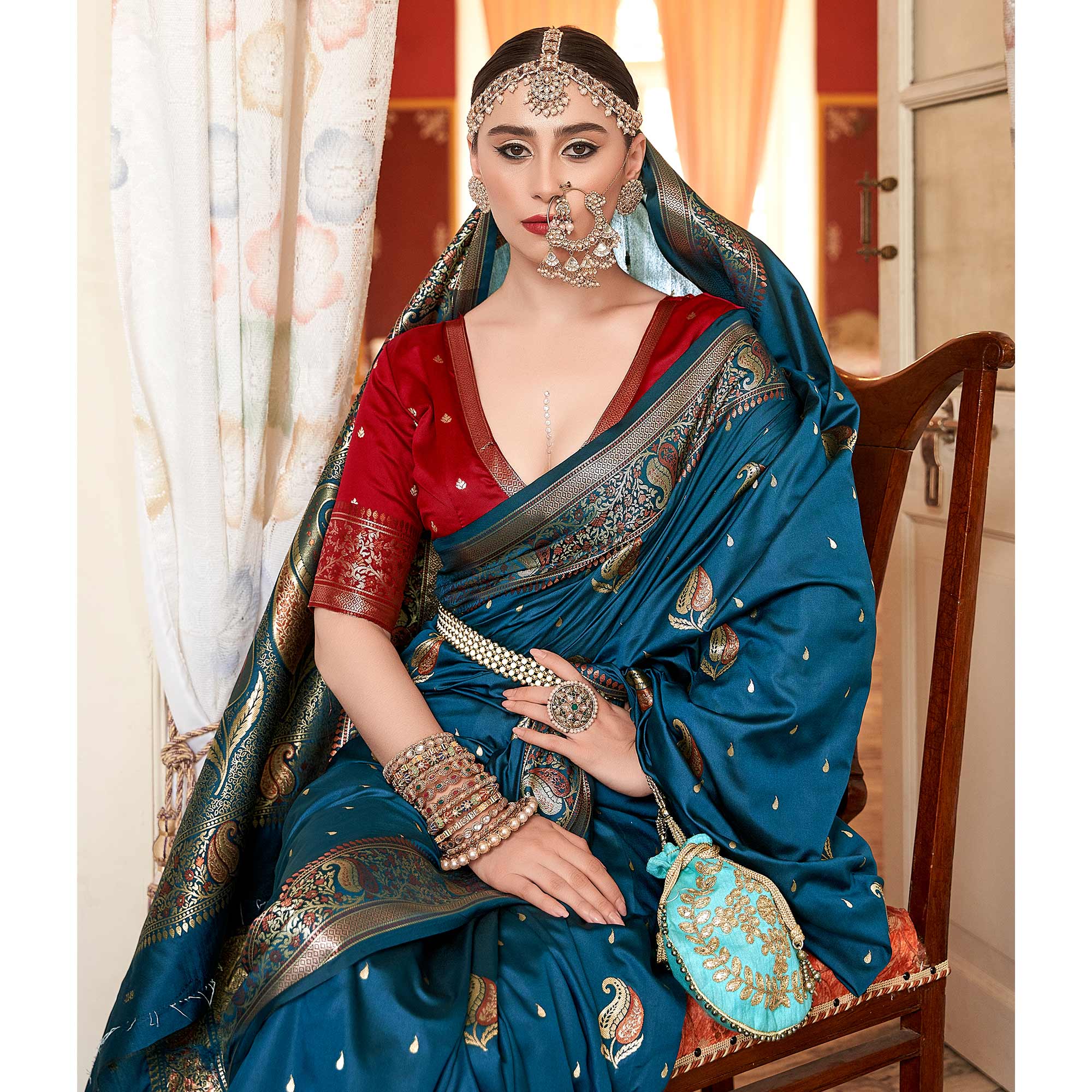 Morpich Woven Banarasi Silk Saree