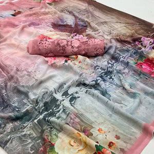 Multicolor Digital Printed Georgette Saree