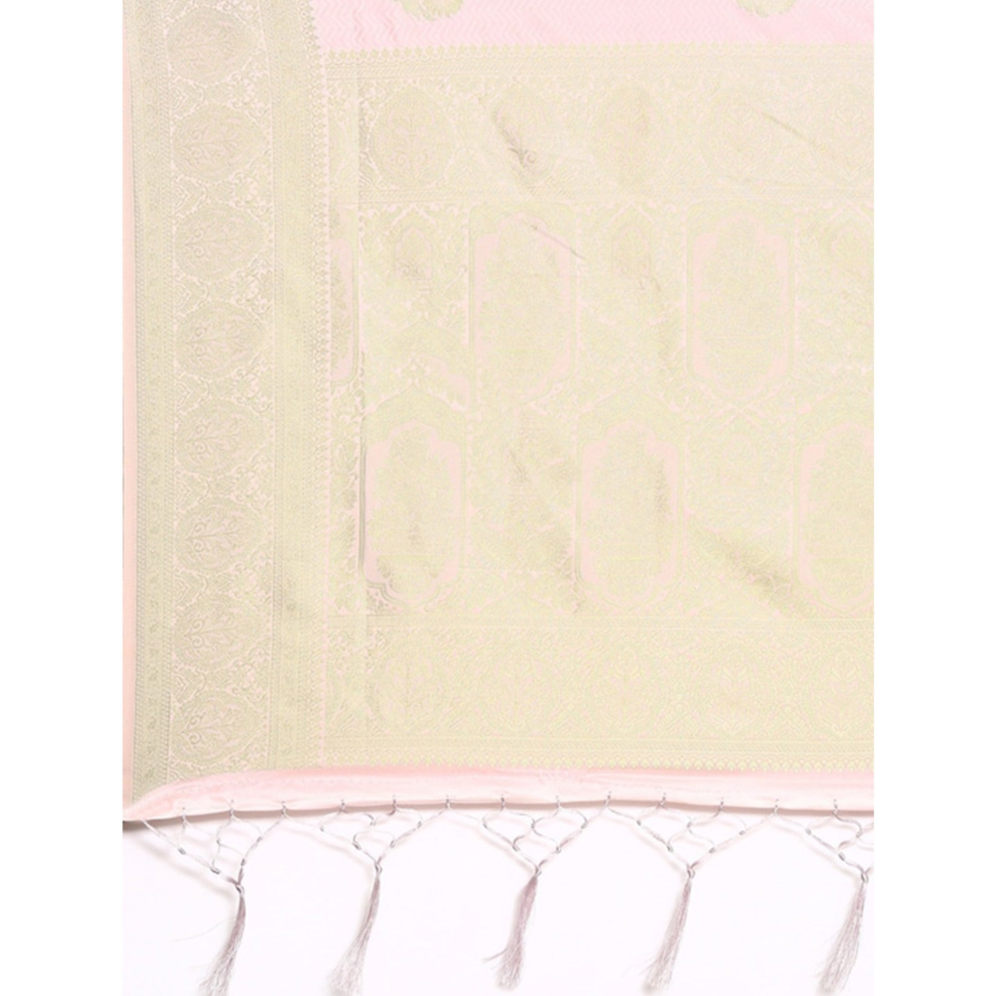 Pink Woven Kanjivaram Silk Saree WithTassels