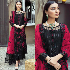 Black Floral Sequins Embroidered Georgette Pakistani Suit
