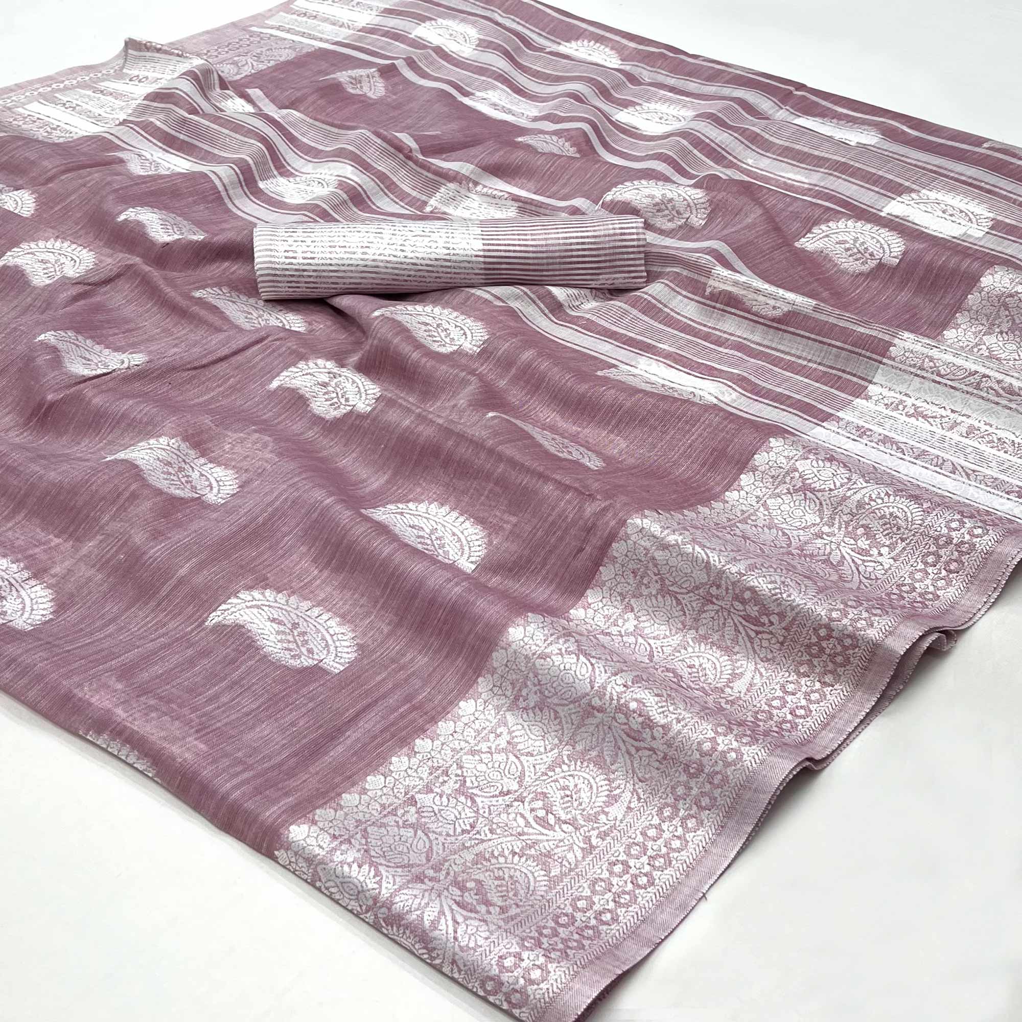 Purple Woven Linen Saree