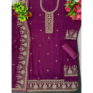 Purple Floral Embroidered Georgette Sharara Suit
