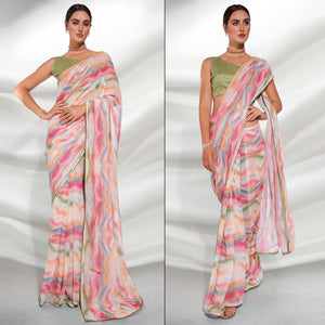 Multicolored Sequins Embroidered Georgette Saree