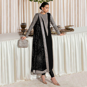 Black Sequins Embroidered Georgette Pakistani Suit