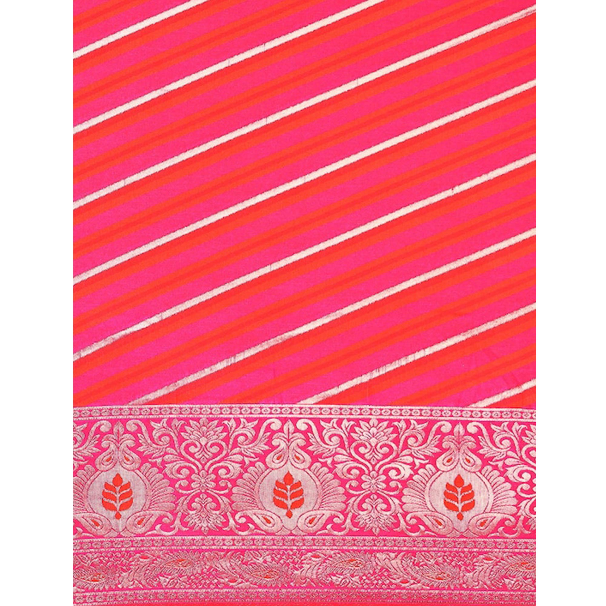 Pink Woven Kanjivaram Silk Saree WithTassels