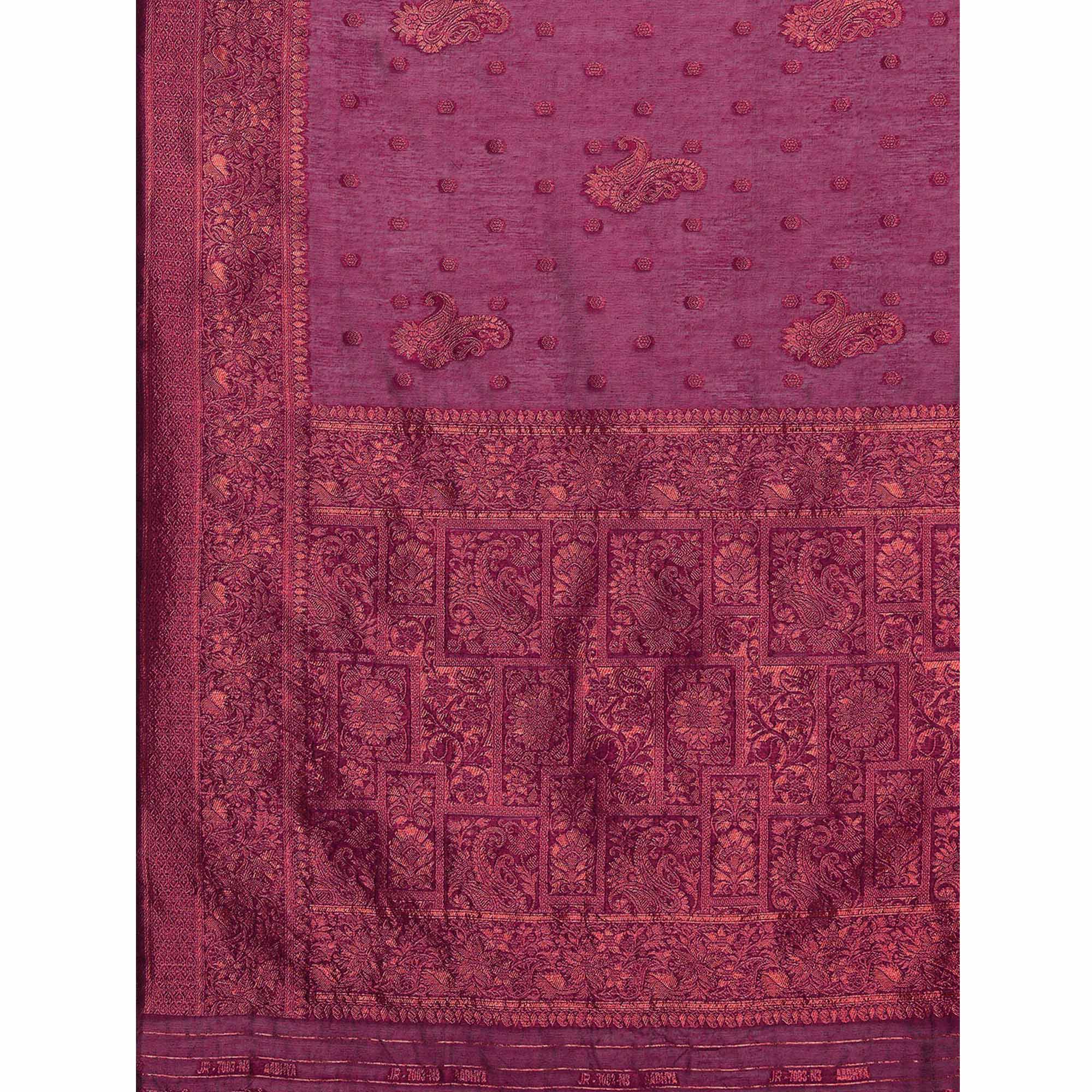 Wine Woven Organza Saree