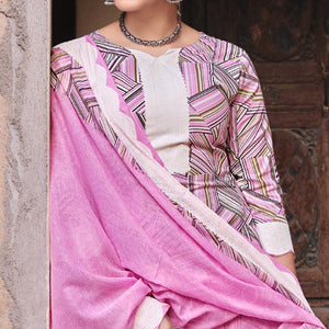 Pink Printed Pure Cotton Salwar Suit