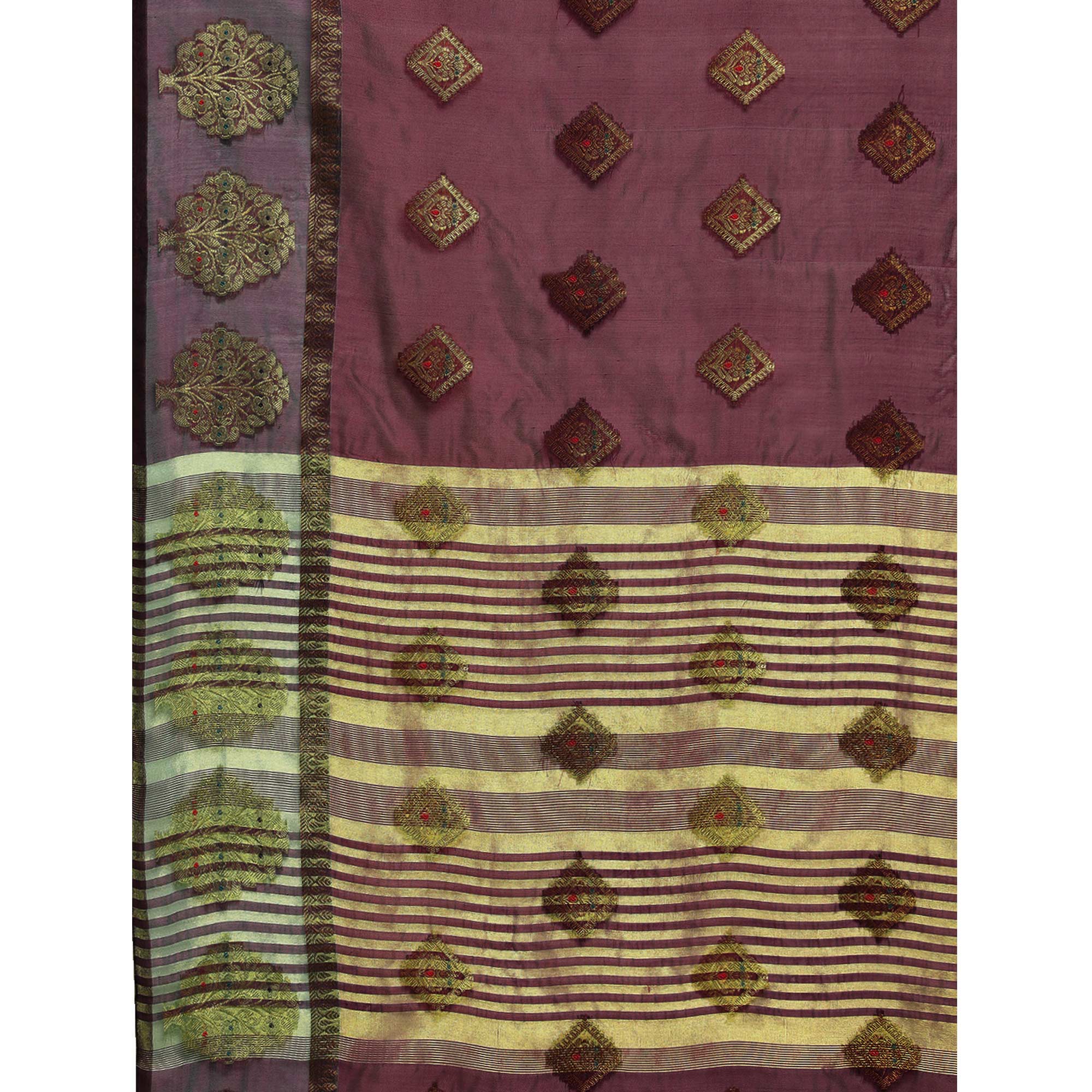 Wine Woven Organza Saree