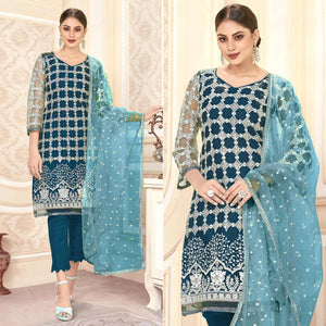 Morpich Sequins Embroidered Net Semi Stitched Suit