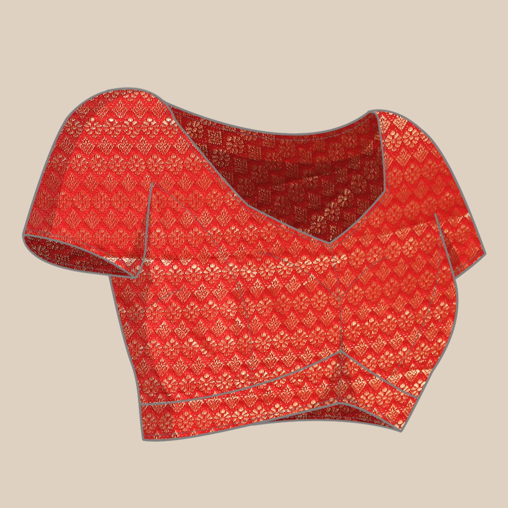 Beige Foil Printed With Swarovski Vichitra Silk Saree