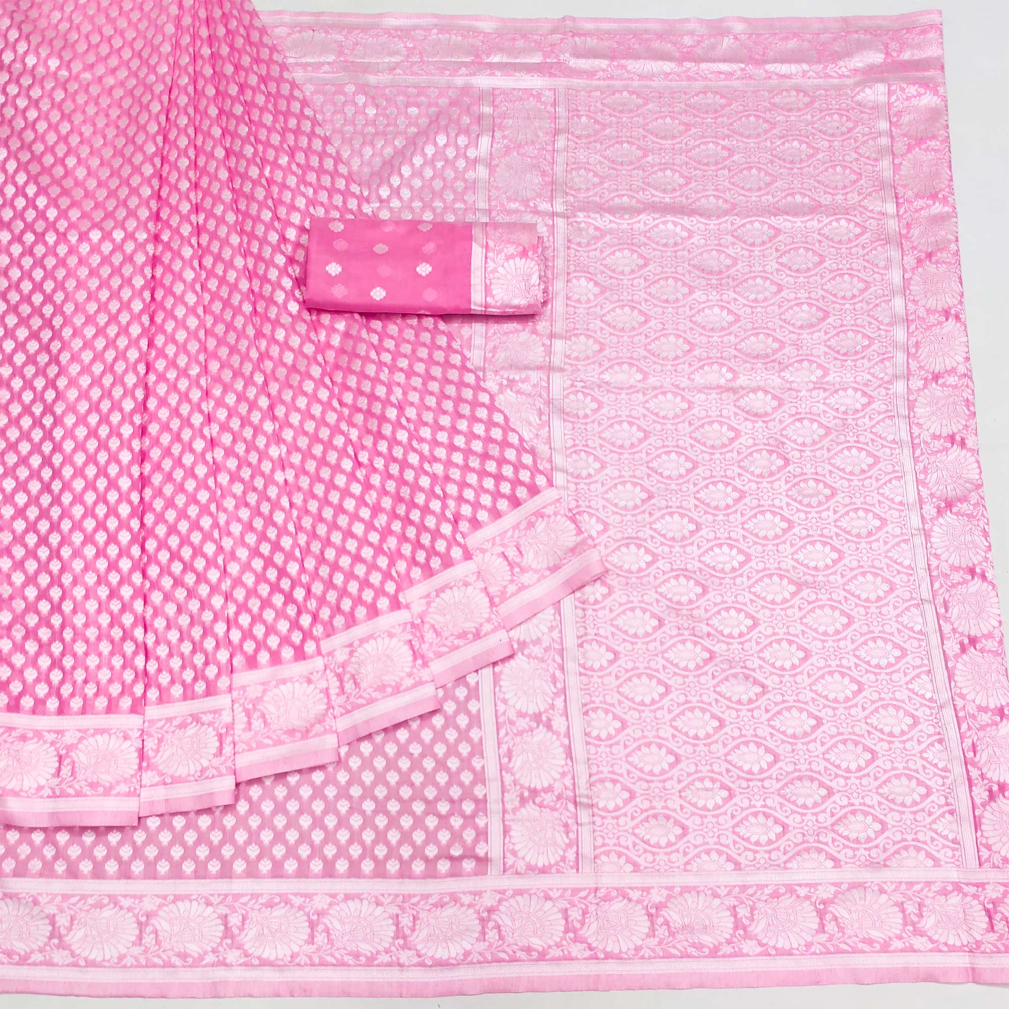 Pink Woven Cotton Silk Saree