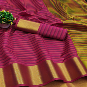Pink Woven Cotton Silk Saree