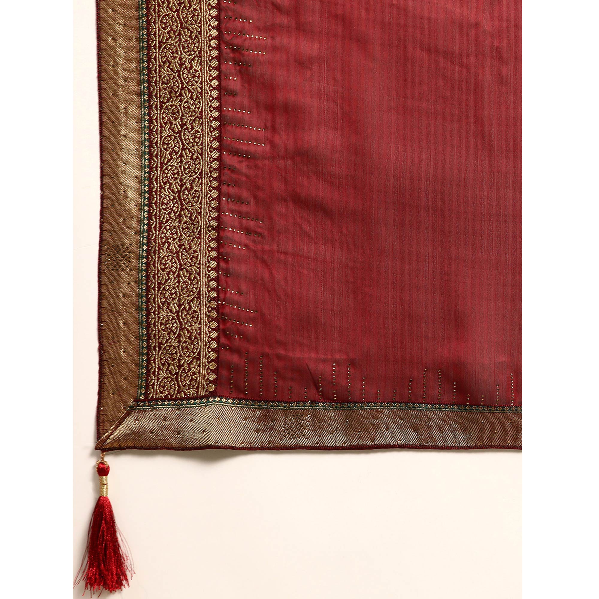 Maroon Swarovski With Fancy Border Satin Silk Saree