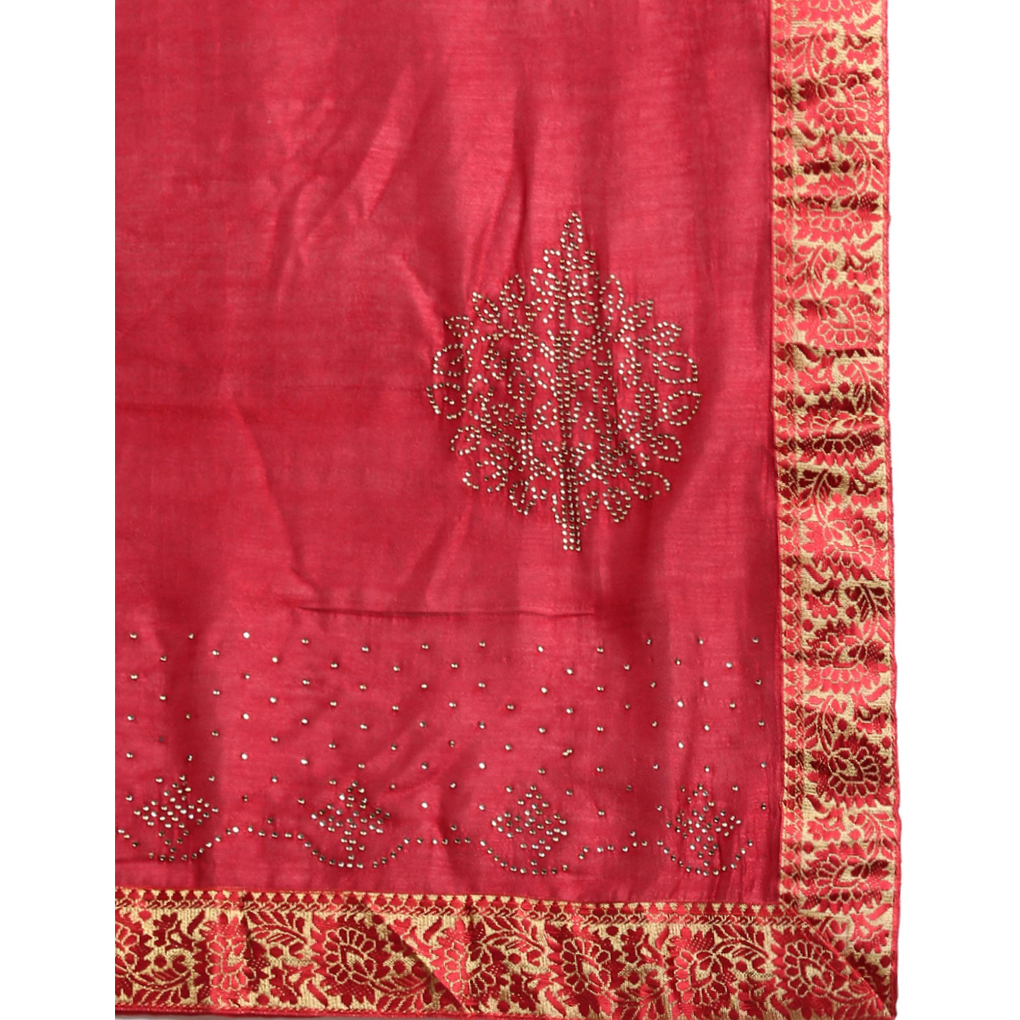 Maroon Swaroski Work Vichitra Silk Saree