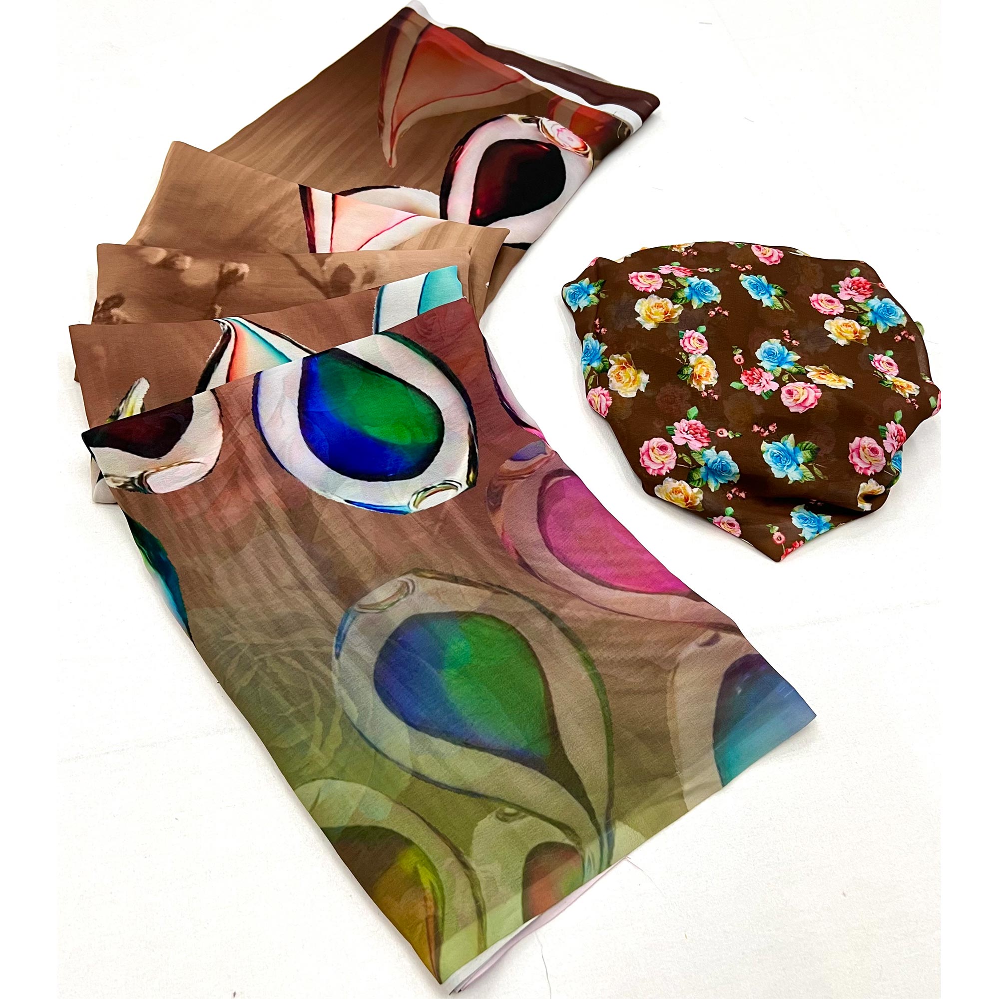 Multicolor Digital Printed Georgette Saree