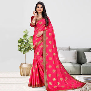 Pink Foil Printed Chiffon Saree