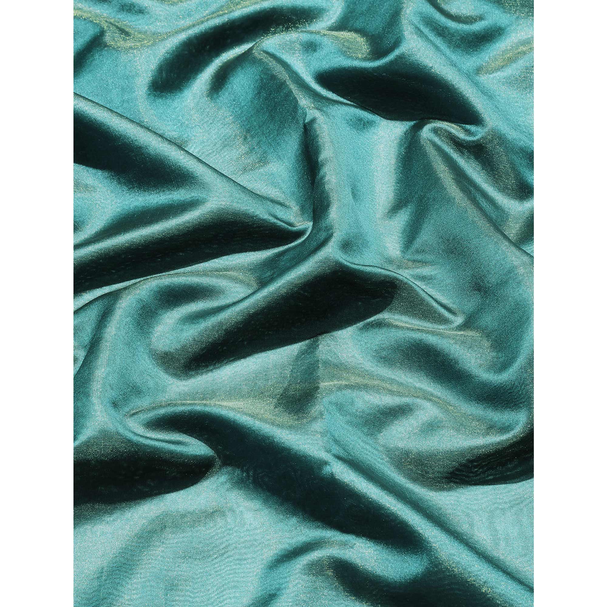 Petrol Blue Woven Organza Saree
